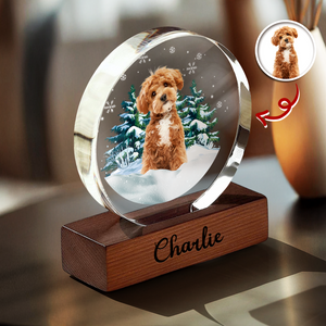 Custom Pet Photo Christmas - Personalized Round Acrylic Frame Block TH10 894407