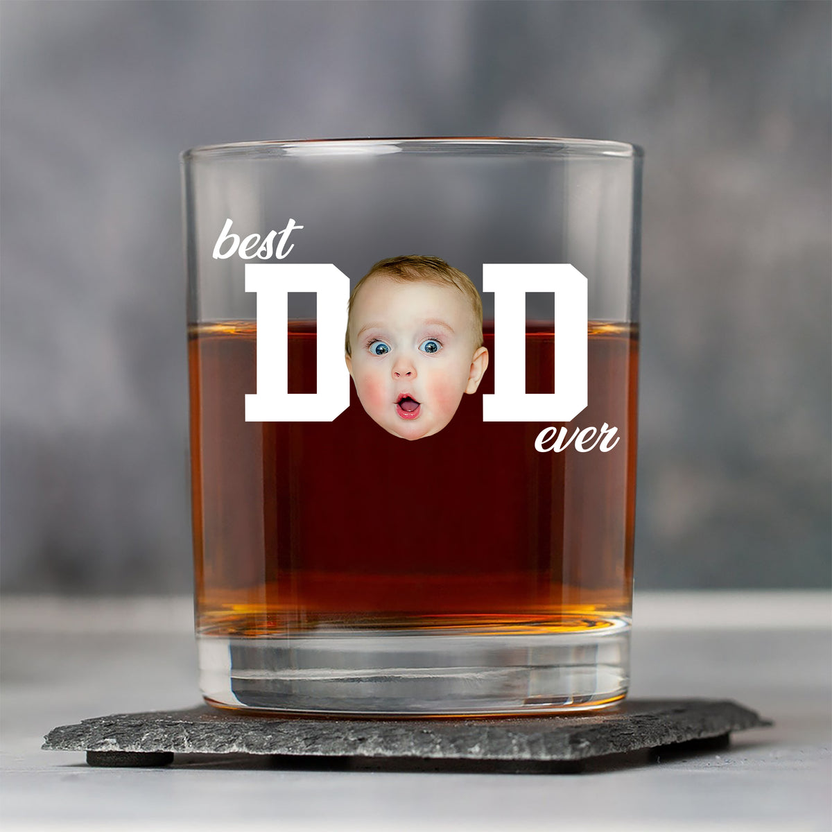 Custom Funny Face Best Dad Ever Whiskey Glass - Gift For Father's Day LM32 668979