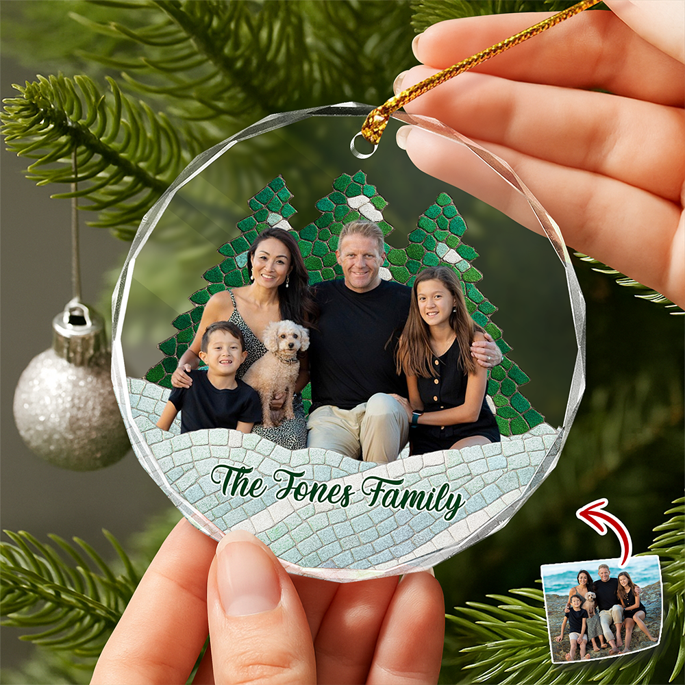 Custom Photo Family Mosaic Style Glass Ornament Christmas Gift LM32 895051