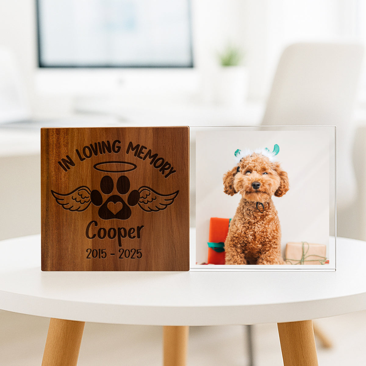 Custom Photo In loving Memory Dog Memorial Wooden & Acrylic Photo Block Set HA75 892700