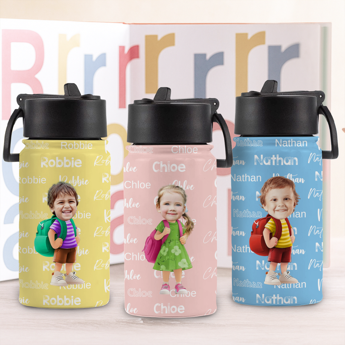 Personalised Cartoon Kid Character Portable Insulated Kid Water Bottle LM32 893983