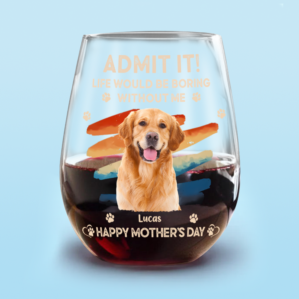 Custom Photo Admit It Life Would Be Boring Without Us Wine Glass HA75 892124