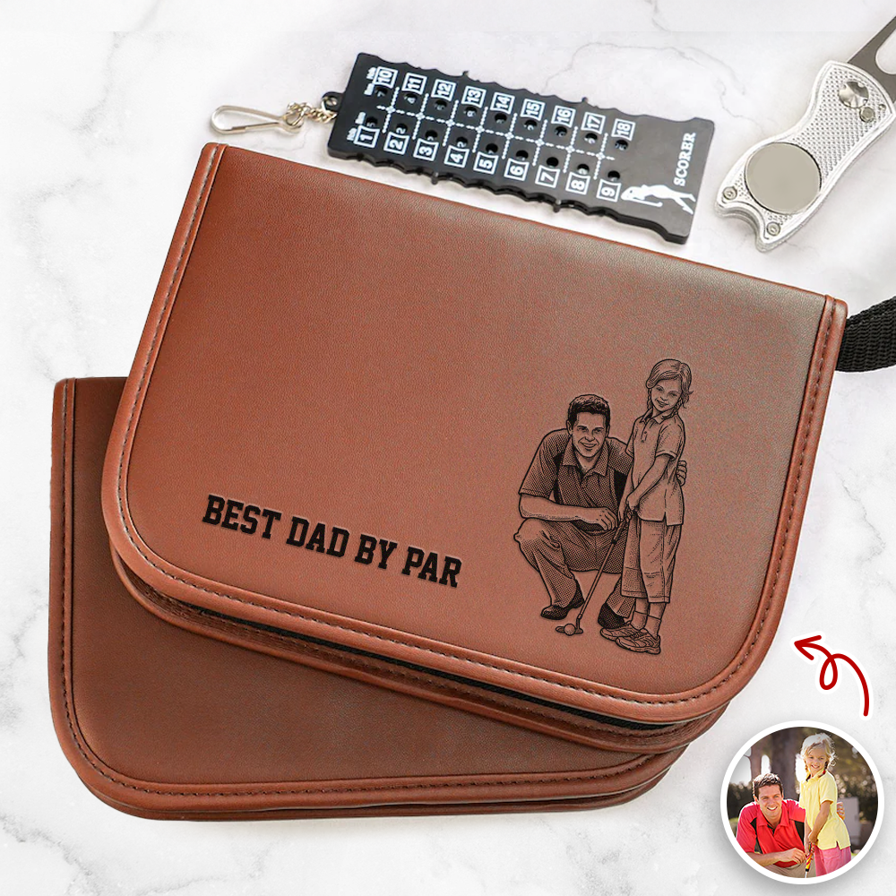 Custom Photo Best Dad By Par Sketch Line Art Golf Set - Personalized Gift For Dad TH10 169821