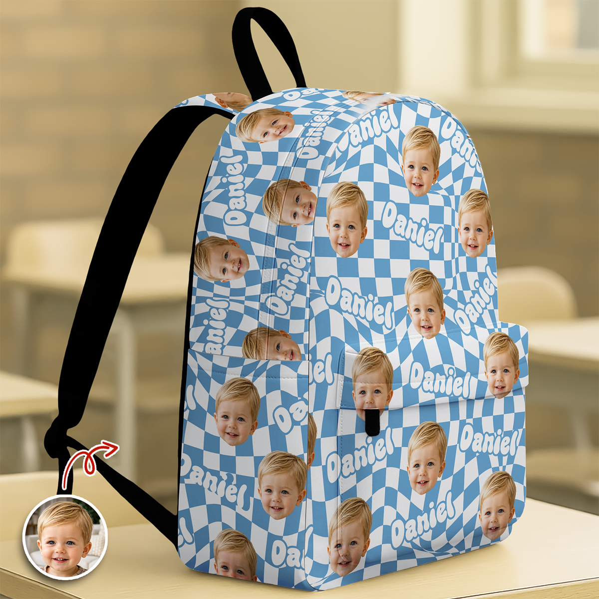 Custom Photo Kid Backpack Plaid With Name Back To School Gift HA75 921554