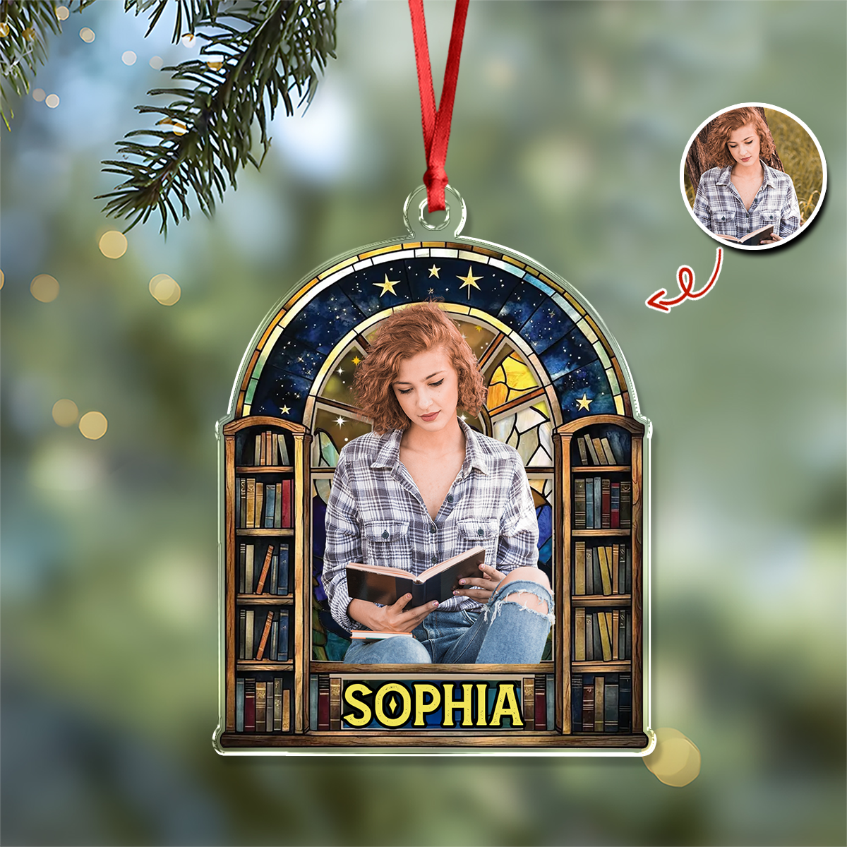 Custom Photo Fantasy Book Reader Acrylic Ornament For Book Lovers HO82 894672