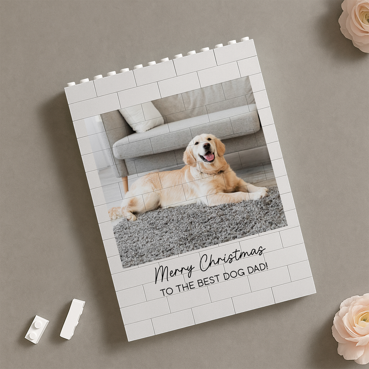 Custom Photo Merry Christmas To the Best Dog Dad Building Brick Blocks TH10 171009