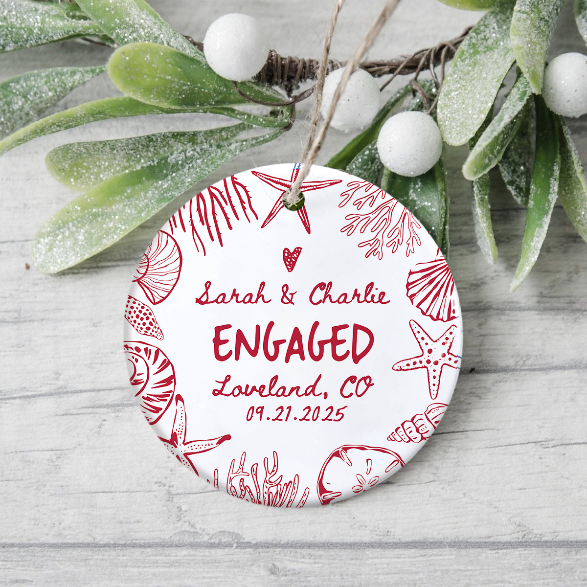 Personalized Beach Engaged Ceramic Ornament Gift For Newly Engaged LM32 895517
