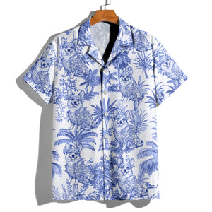 Custom Dog Breeds Chinoiserie Toile De Jouy Style Personalized Hawaiian Shirt HA75 892544