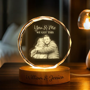 Custom Photo You And Me We Got This Couple Engraved Crystal Photo With Light HA75 898208