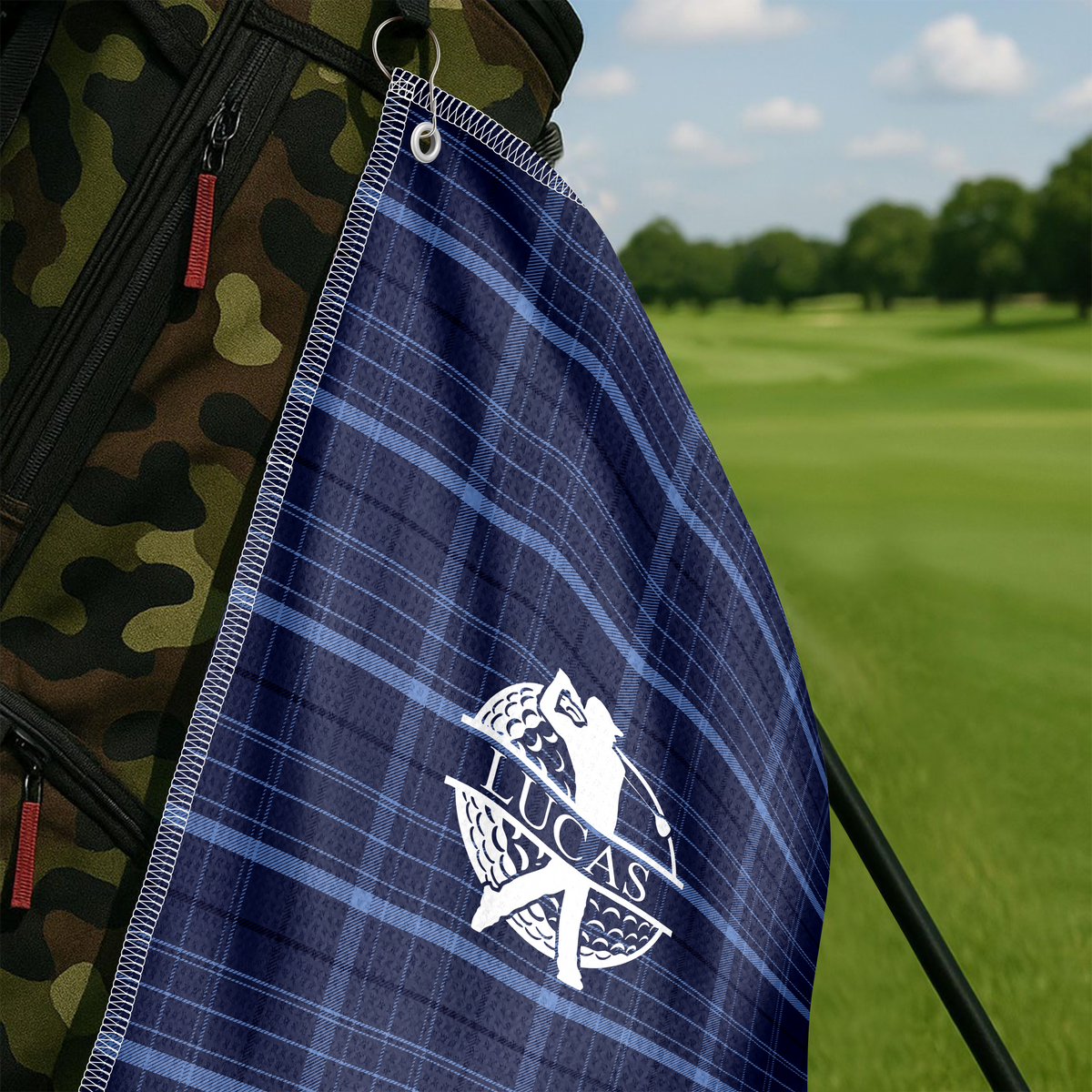 Personalised Golf Club Wreath Plaid Golf Towel HO82 902172