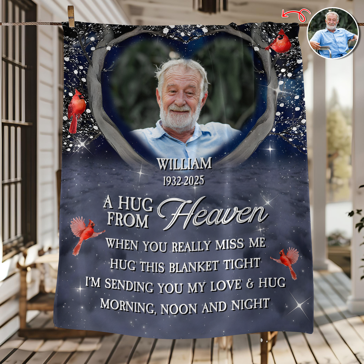 Personalized A Hug From Heaven Custom Photo Memorial  Blanket CH07 896454
