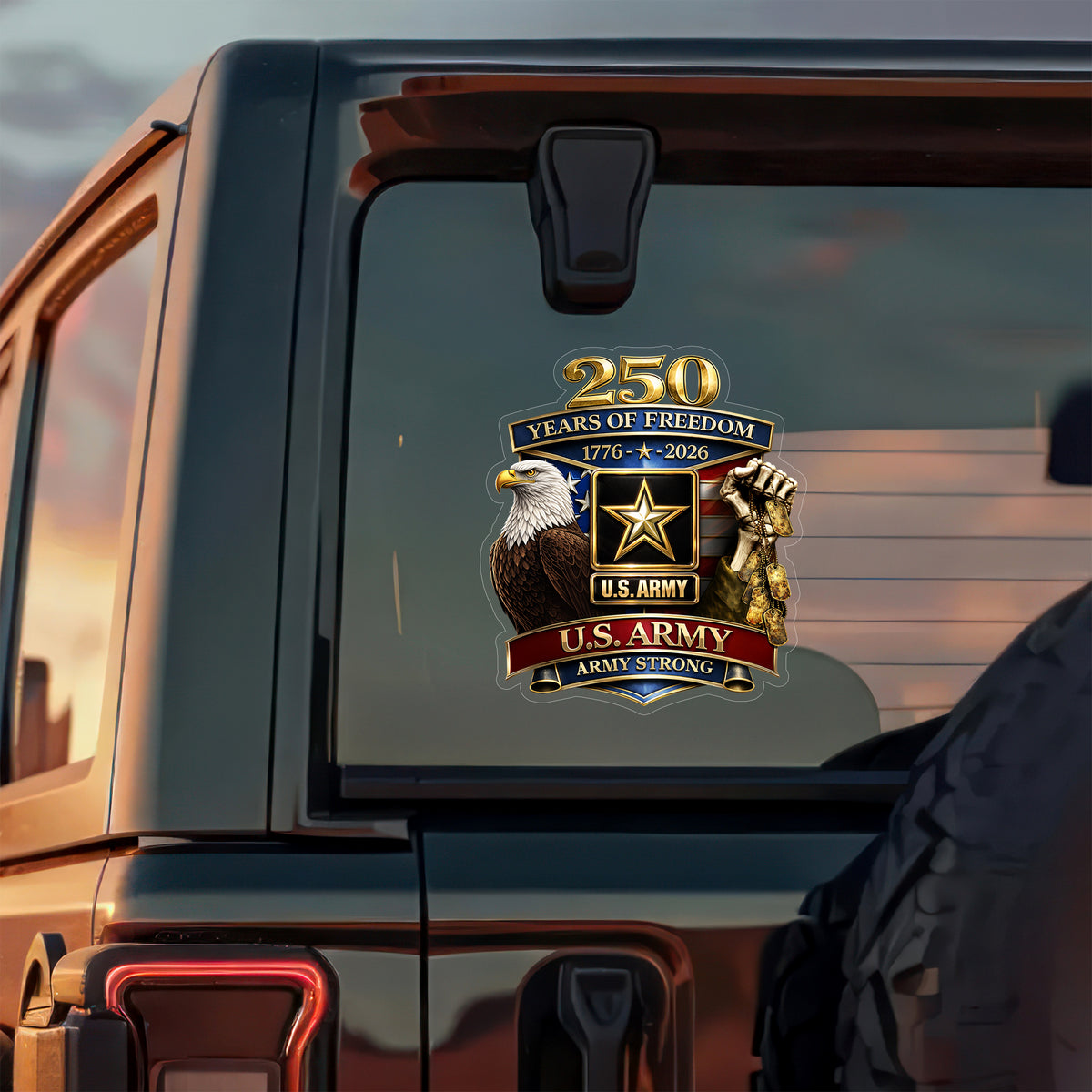Personalized Military Branch 250 Years Of Freedom 1776–2026 Car Window Decal Sticker HO82 902036