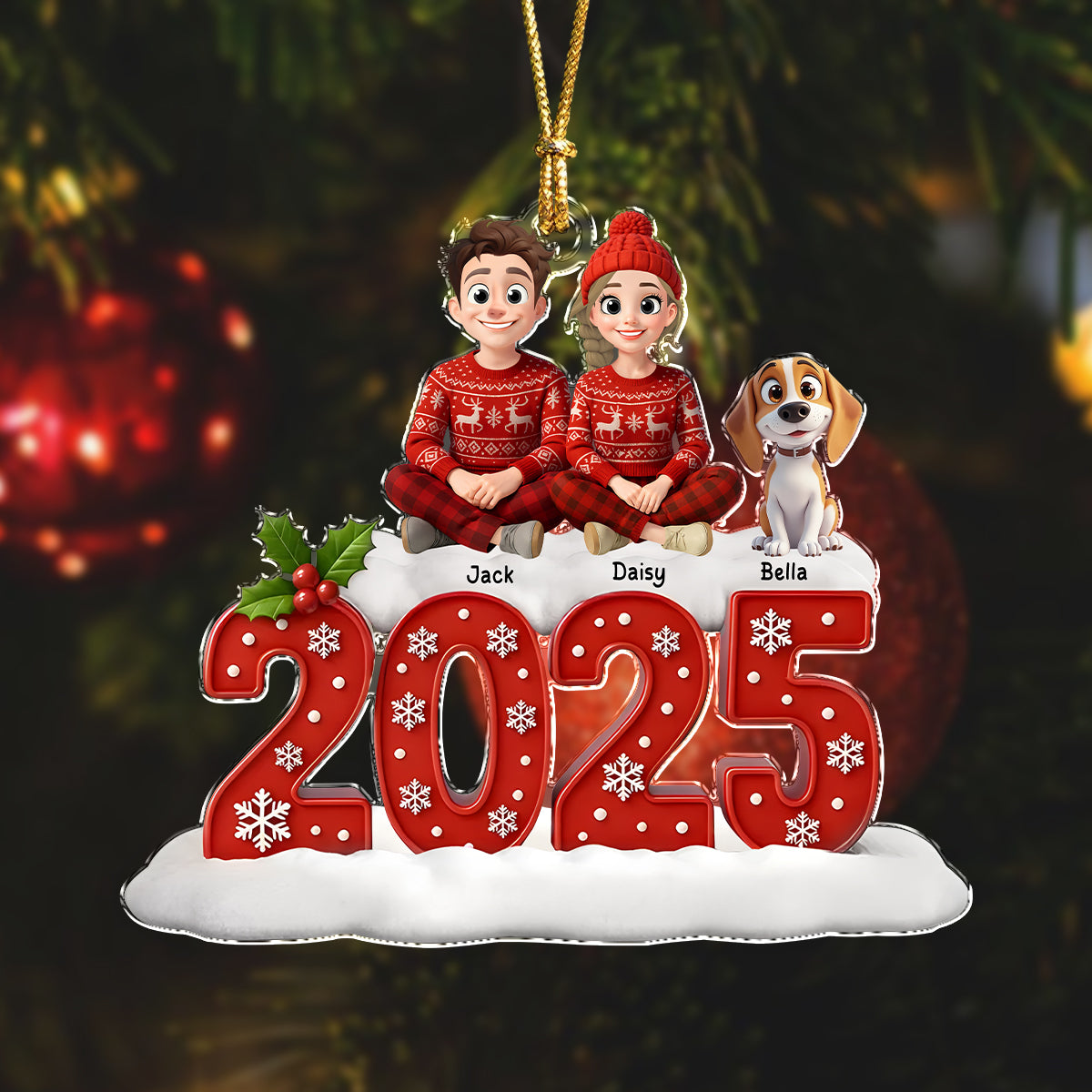 Personalized You, Me & The Dog Christmas Acrylic Ornament Christmas Gift HA75 897974