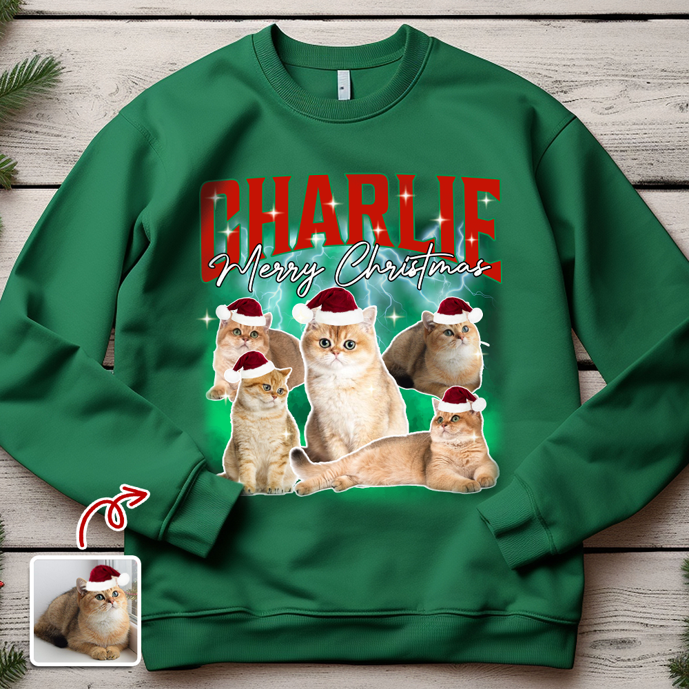 Custom Cat Photo Christmas Sweatshirt TH10 896271