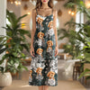 Custom Dog Photo Floral Style Women's V-Neck Cami Maxi Dress HO82 893598