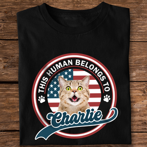 Custom Photo This Human Belongs To Dog Cat Dark Shirt HA75 892558