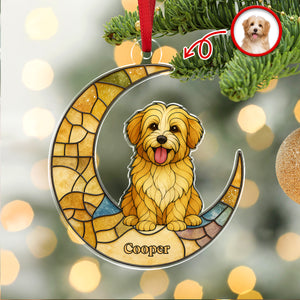 Custom Dog Photo Glass Effect Dog On The Moon Acrylic Ornament LM32 895417