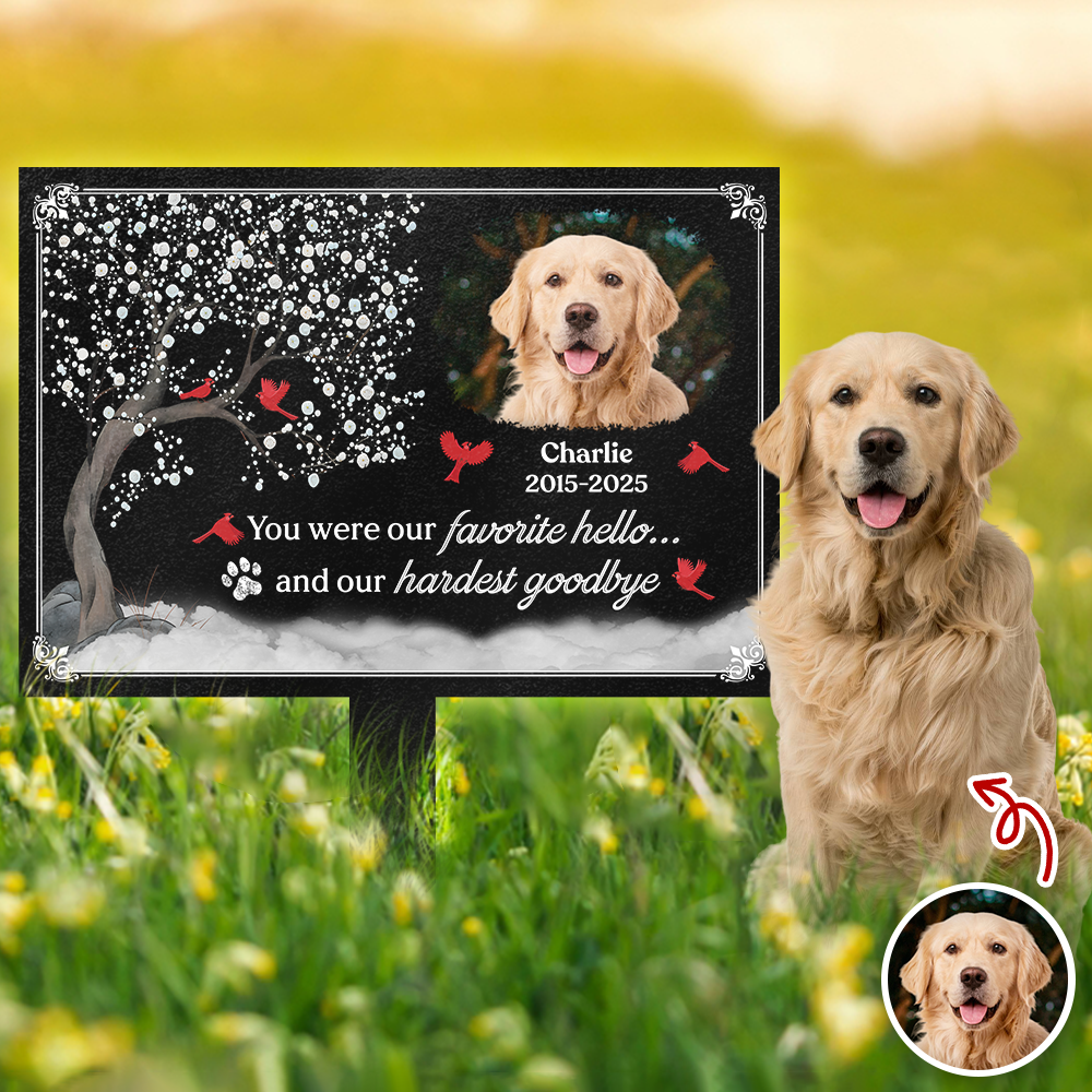 You Were My Favorite Hello And My Hardest Goodbye - Custom Pet Memorial Photo Garden Stake CH07 896344