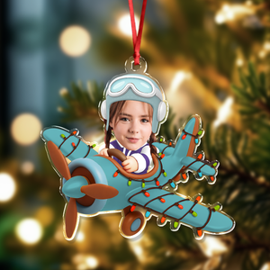Custom Photo Funny Kid Face Airplane Acrylic Ornament LM32 895591