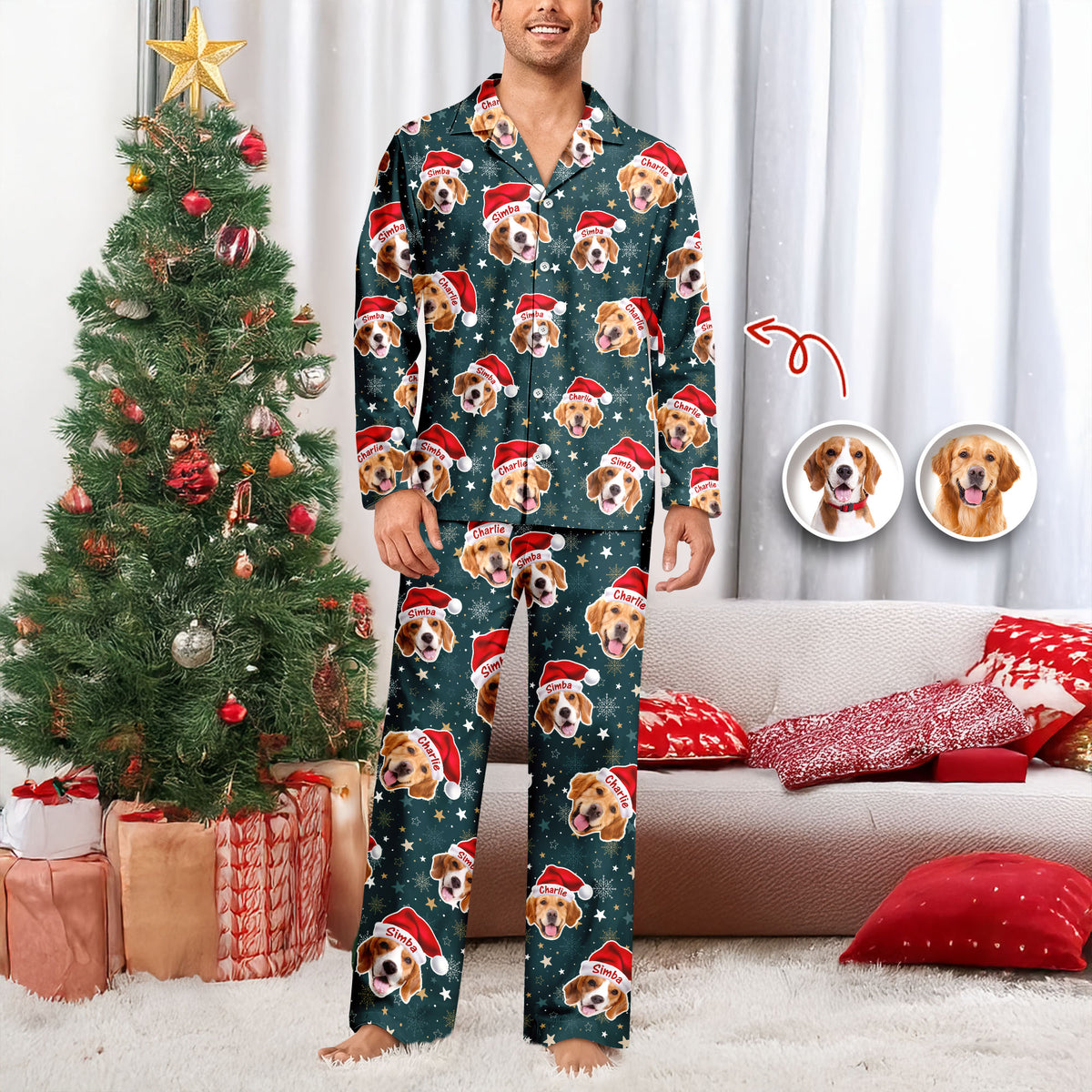 Custom Dog Photo Santa Claus Matching Christmas Pajamas LM32 895693