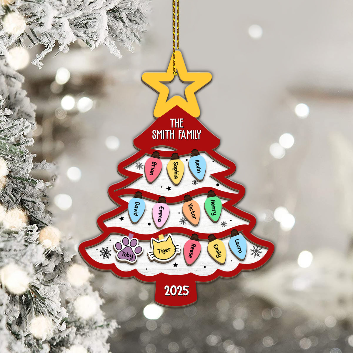 Personalized Family Tree Ornament 2025 Gift For Large Family With Pets HO82 894668