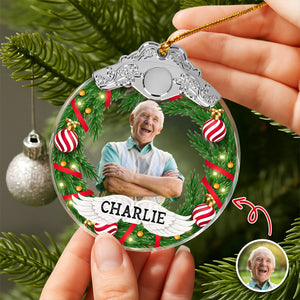 Custom Family Photo Metal Top Glass Ornament For Christmas TH10 894889