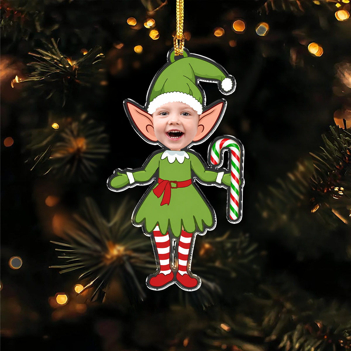 Custom Photo Baby Elf Christmas Acrylic Ornament Christmas Tree Decoration LM32 669837