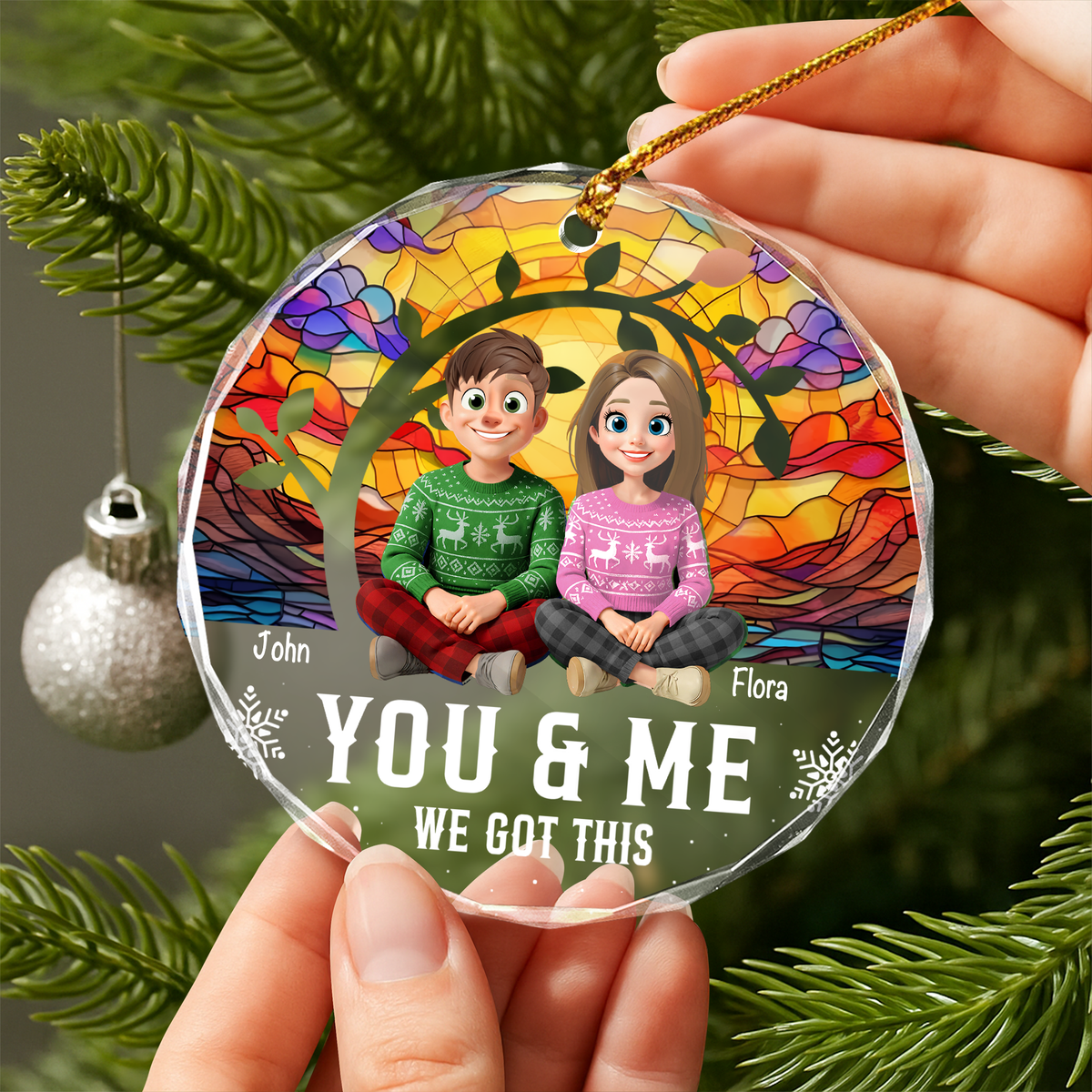 Personalized Forever You And Me Christmas Glass Ornament TH10 896477