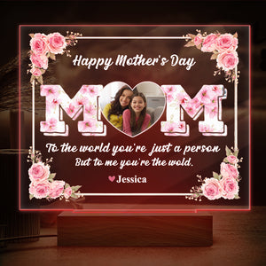 Mom, To Me You're The Wold Custom Photo Acrylic Plaque LED Night Light Mothers Day Gift For Mom CH07 895276