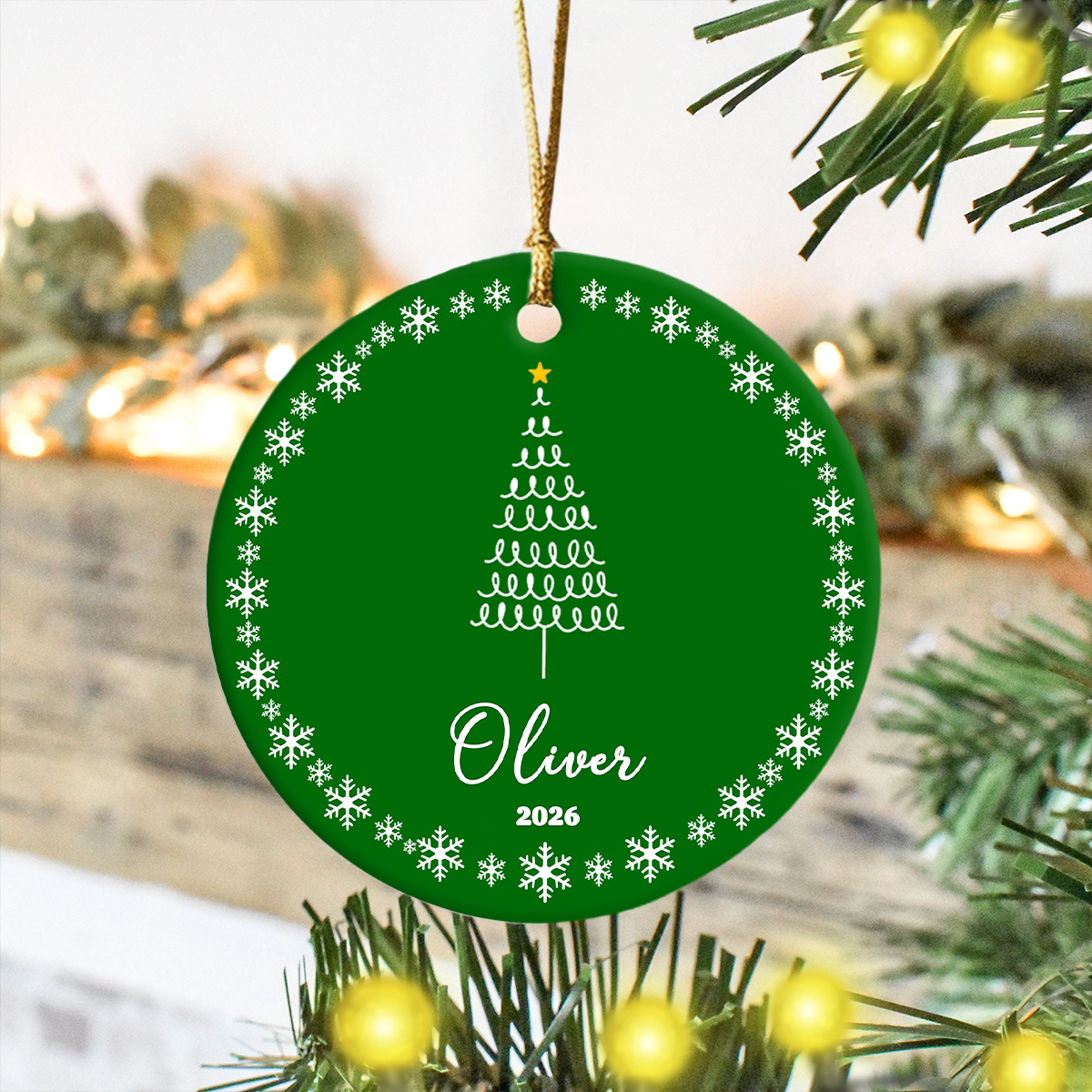 Custom Name Christmas Tree Ceramic Ornament, Personalized Holiday Decoration, Christmas Keepsake Gift HA75 919122