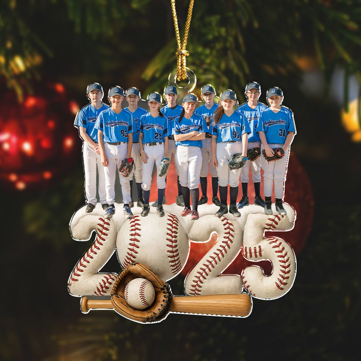 Custom Photo Baseball Team Christmas Acrylic Ornament HA75 897930