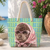 Custom Dog Photo Watercolor Beach Tote Bag - Personalized Gift for Dog Lovers CH07 180130