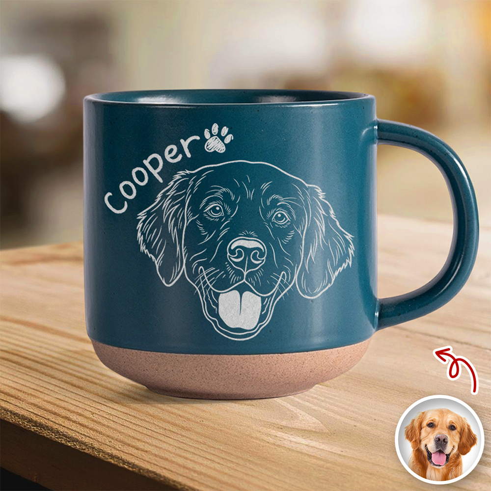 Personalized Dog Photo Engraved Pottery Mug - Custom Pet Lover Gift CH07 911410
