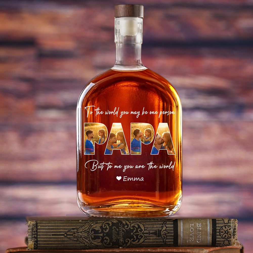Custom Photo Happy Father's Day Family Whiskey Bottle LM32 893579
