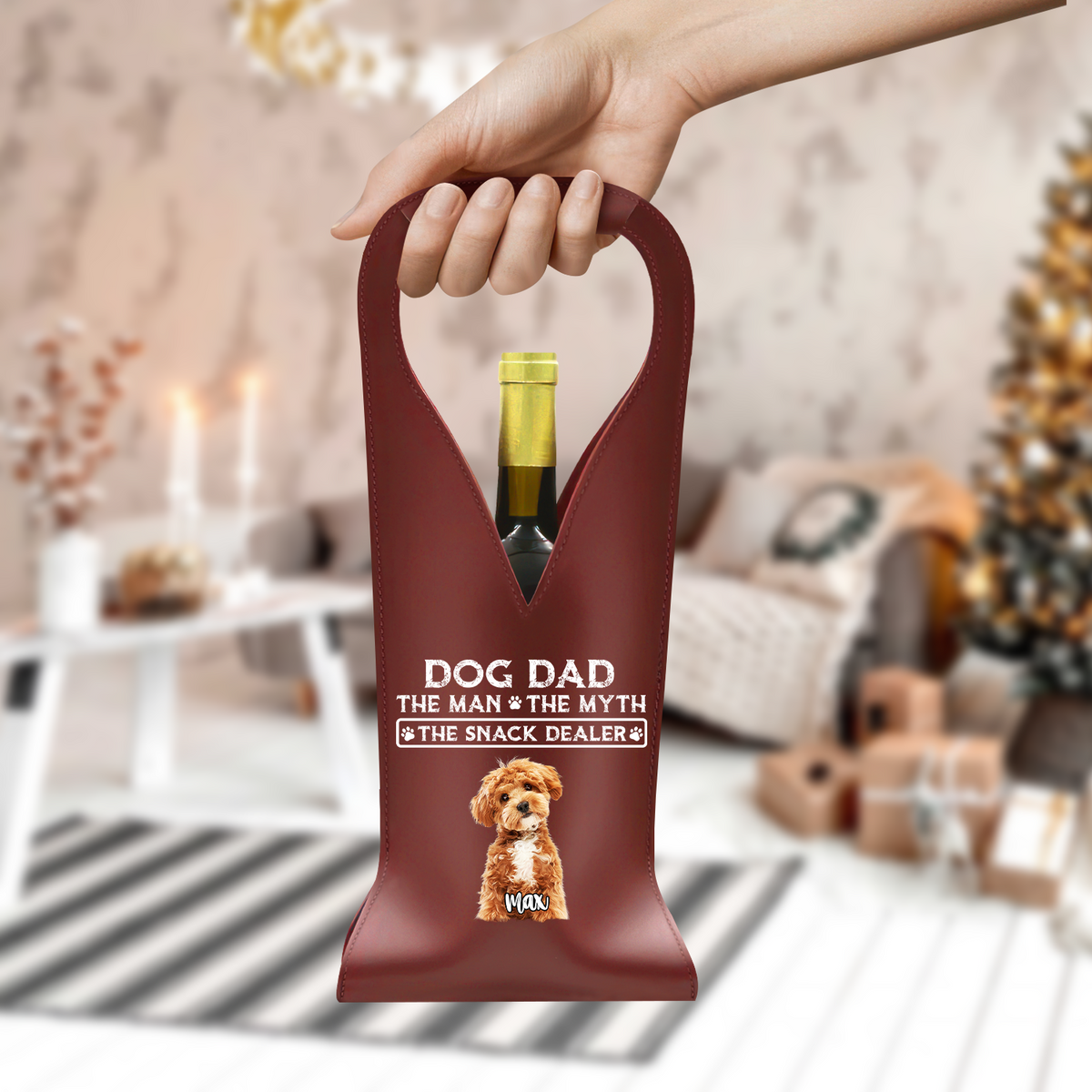 The Man The Myth The Snack Dealer Custom Photo Dog Dad Leather Wine Bag LM32 893875