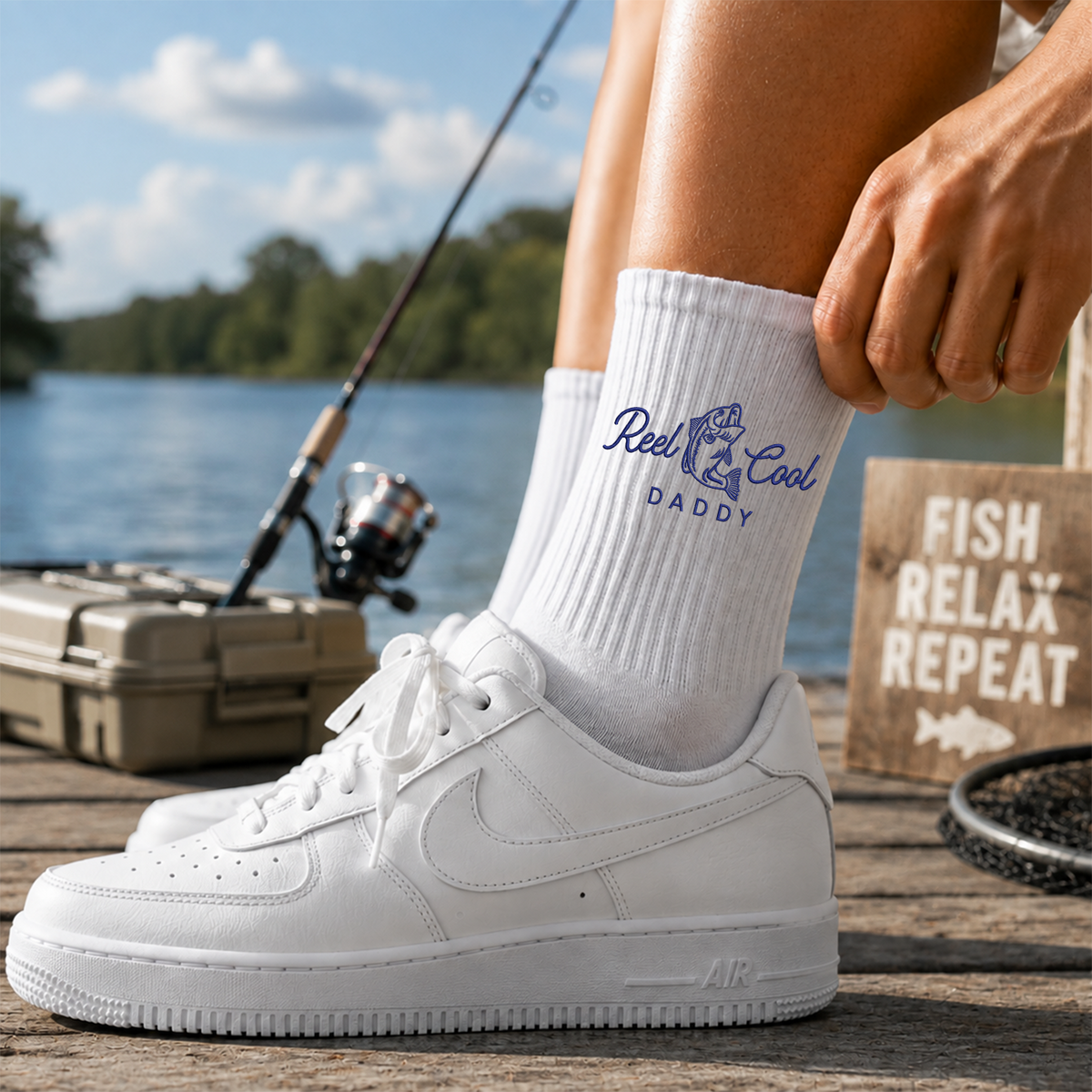 Personalized Real Cool Grandpa, Daddy Embroidered Socks Gift for Fisherman, Fishing Lovers HA75 922172