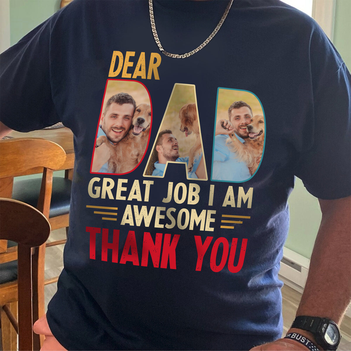 Custom Dog Cat Photo Dear Dad Great Job We're Awesome Thank You Shirt Gift For Father's Day, Birthday Gifts HO82 893996
