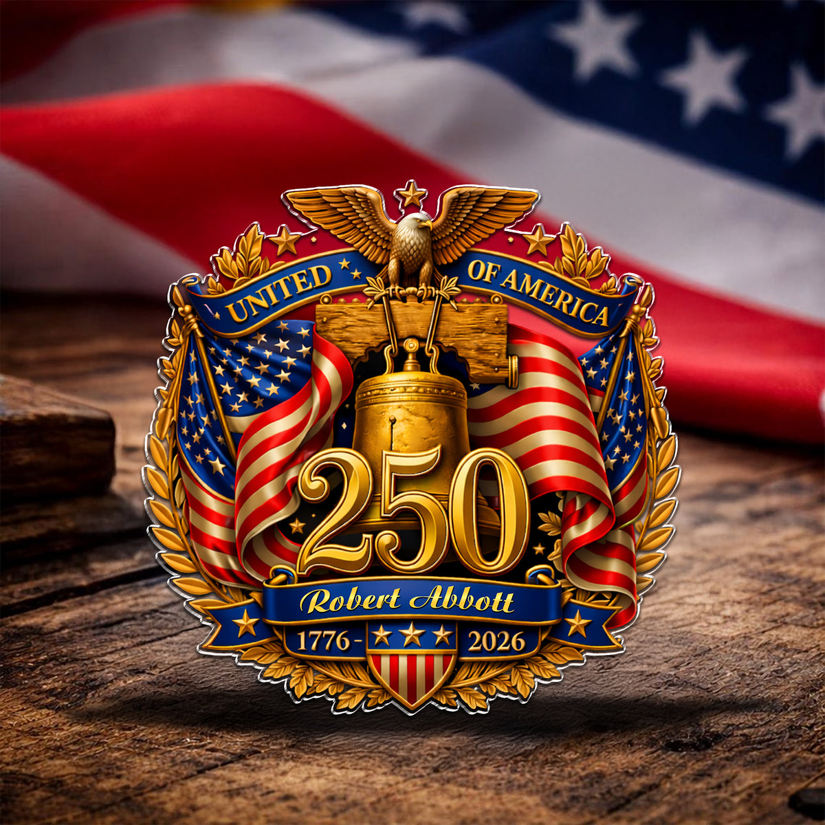 Custom Name USA 250th Anniversary Eagle Acrylic Pin HA75 920964