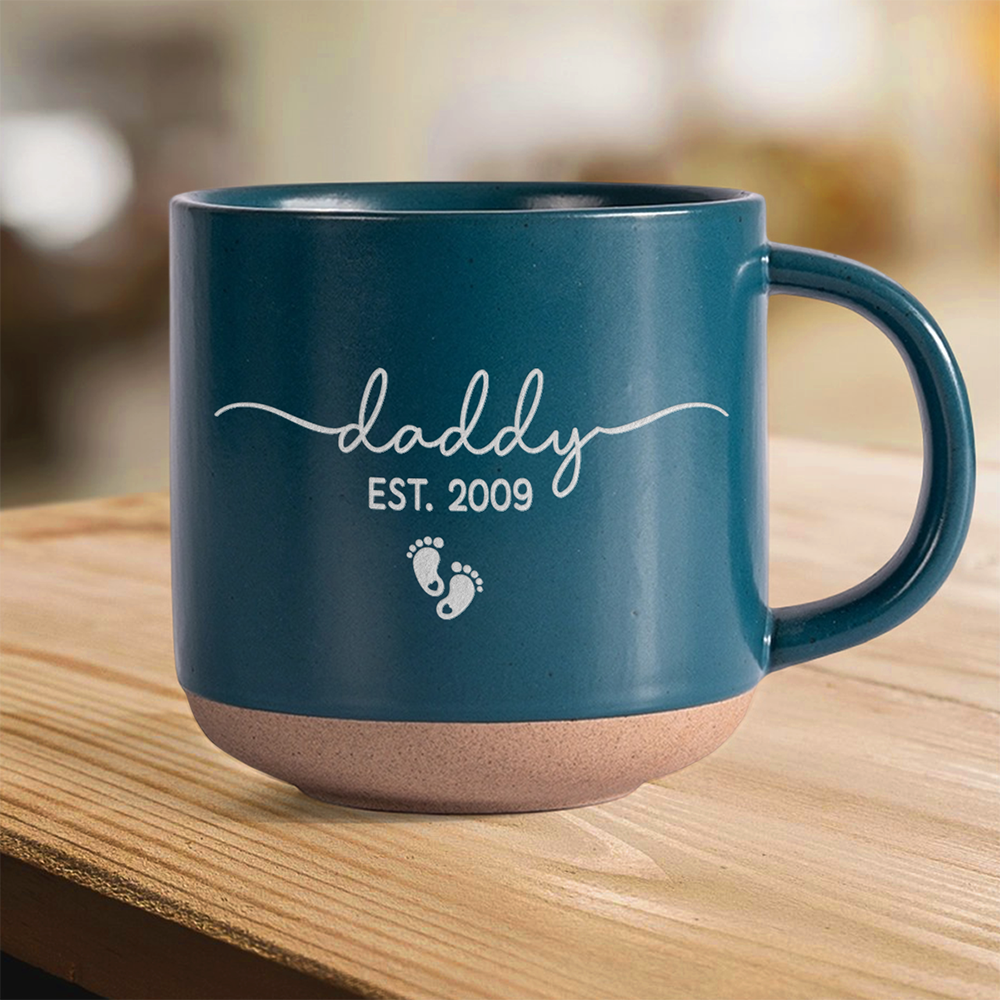 Personalized Mom Dad Est Engraved Pottery Mug - Gift for New Parents CH07 911374