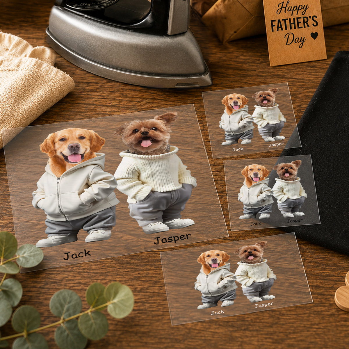 Custom Photo And Name Dog Cat DTF Transfer - Gift For Dog Cat Dad, Pet Lovers, Father's Day HO82 902472
