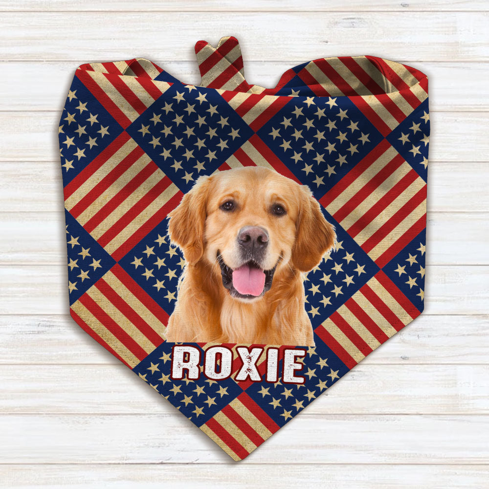 Custom Dog Photo With America Flag Bandana TH10 894117
