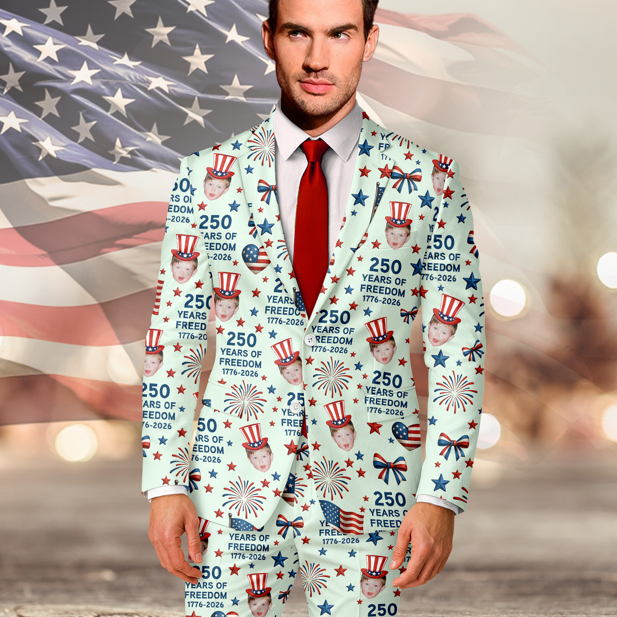 Custom Photo 250 Years Of Freedom 1776-2026 Men's Suit HO82 902732