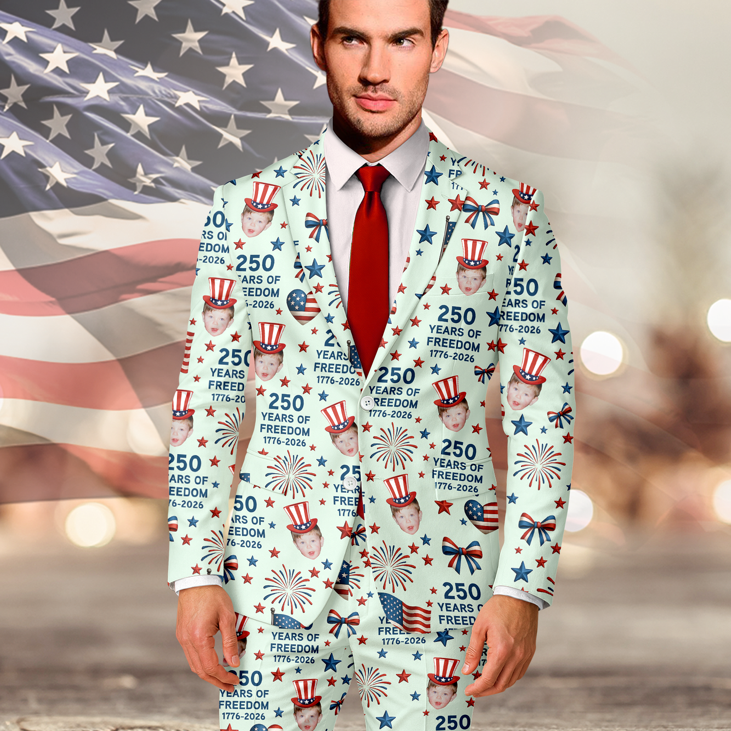 Custom Photo 250 Years Of Freedom 1776-2026 Men's Suit HO82 902732