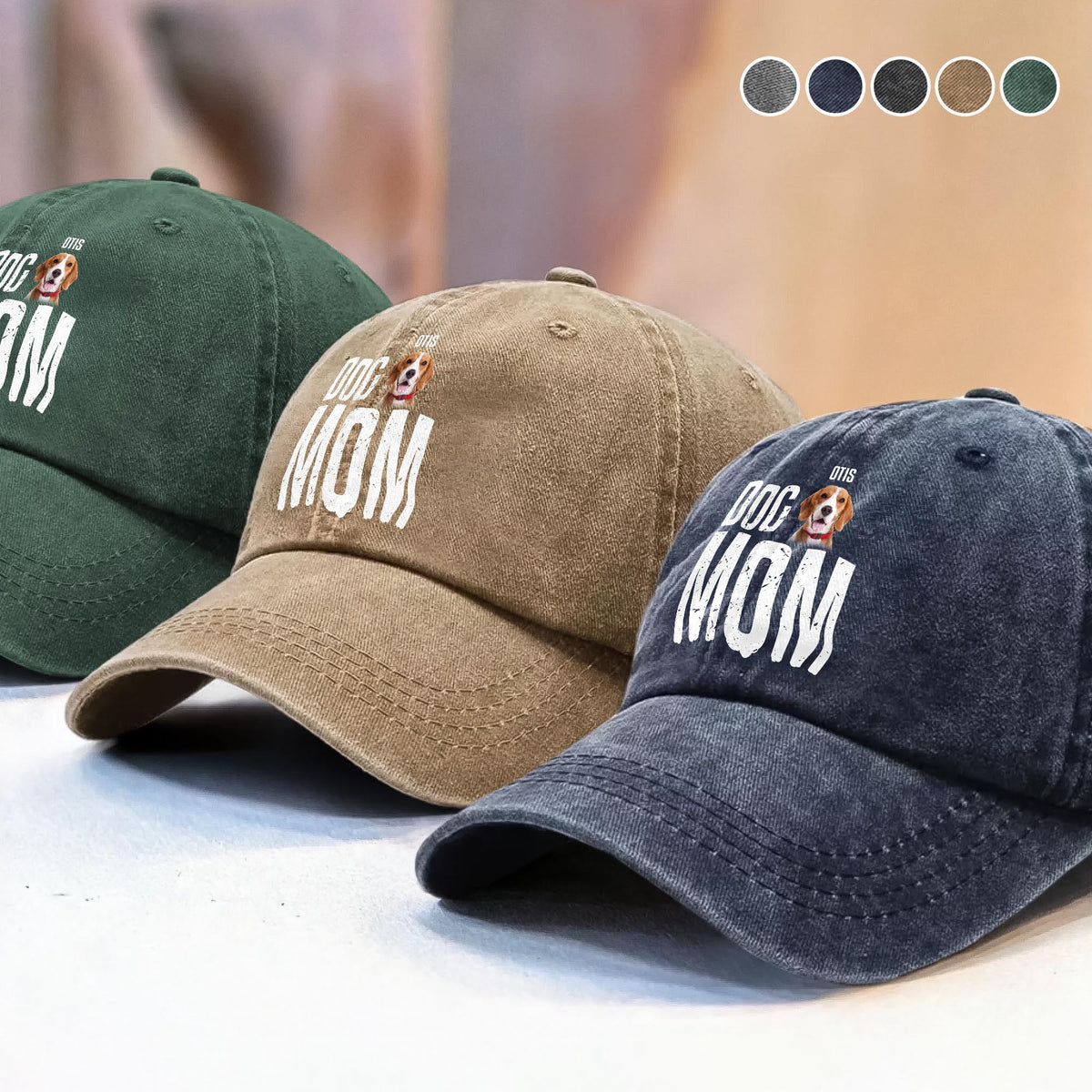 Custom Pet Photo Sleeping On Dad Washed Denim Baseball Cap For Dog And Cat Lovers LM32 895065