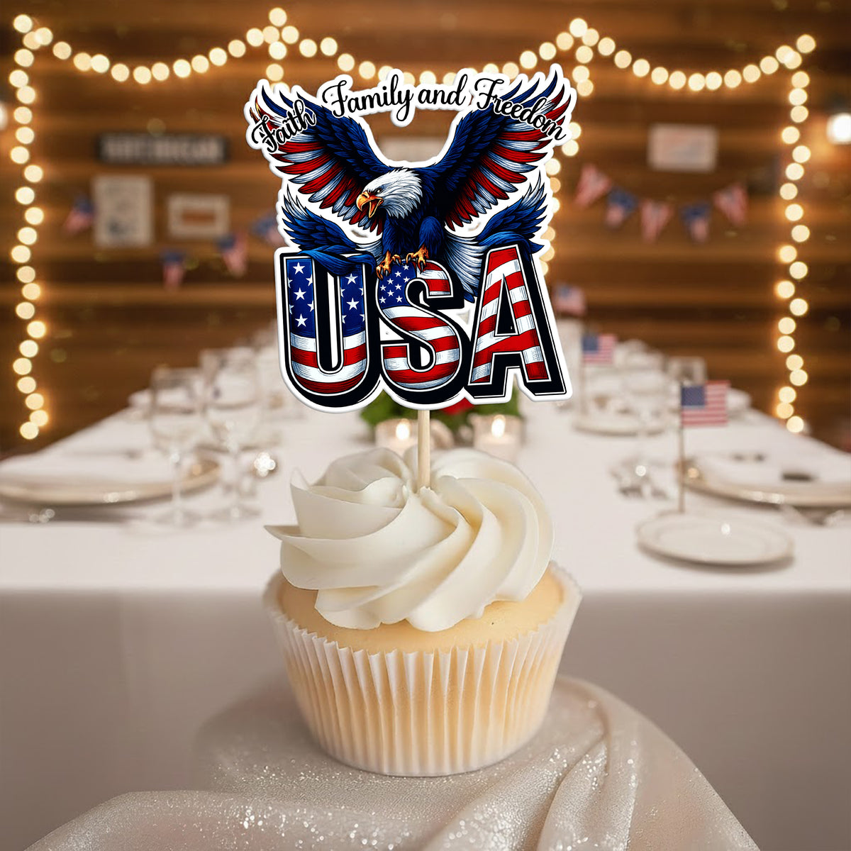 Faith, Family & Freedom 250 Years America Cupcake Topper HA75 898836
