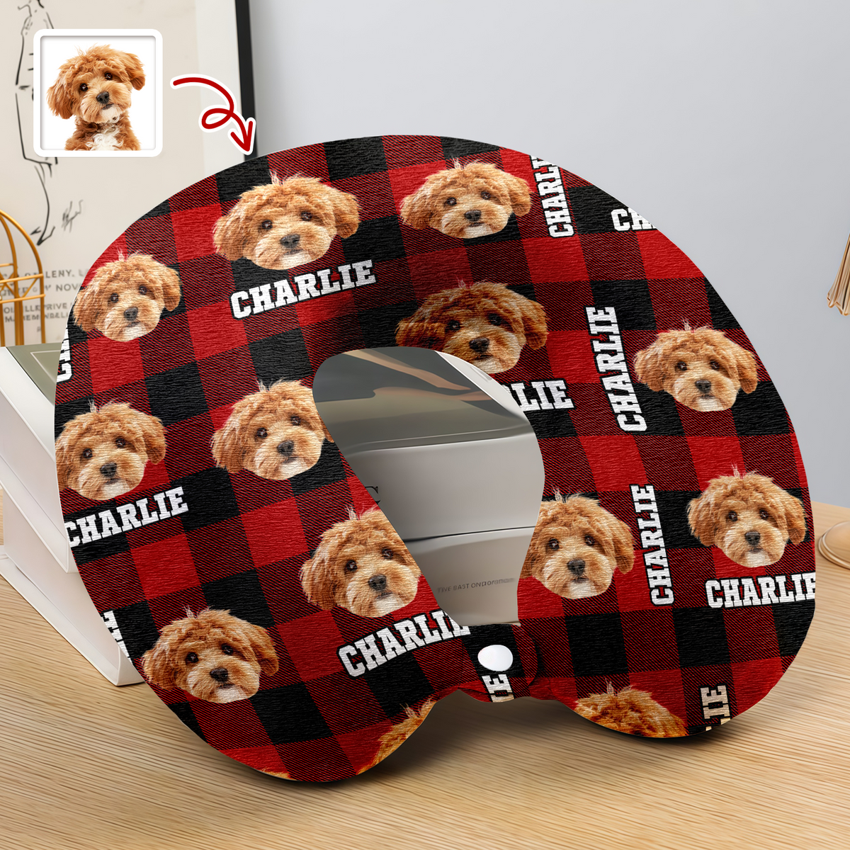 Custom Photo Name Dog Cat Travel Neck Pillow For Dog Cat Lovers LM32 897361