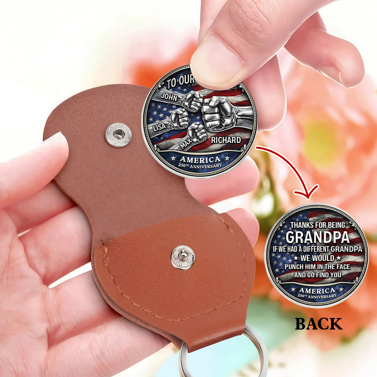 Personalized Name Thank For Being My Dad Pocket Hug - Coin For Father, Patriotic Gift From Son LM32 899267