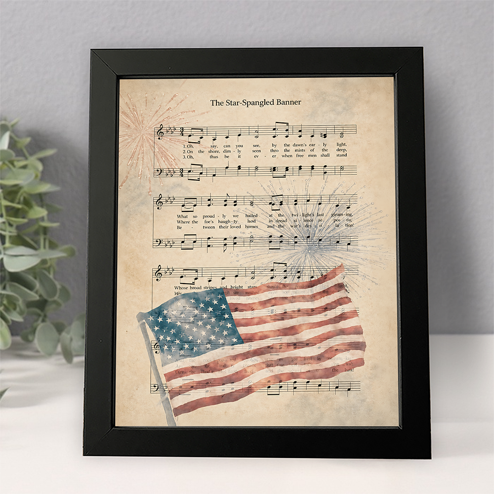 Star Spangled Banner Vintage Sheet Music Print Poster Picture Frame - Patriotic Wall Art HO82 902834