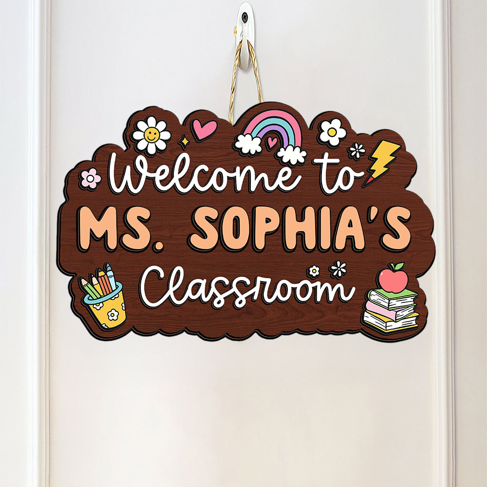 Welcome To Classroom Personalized Door Sign Gift For Teacher HO82 894294