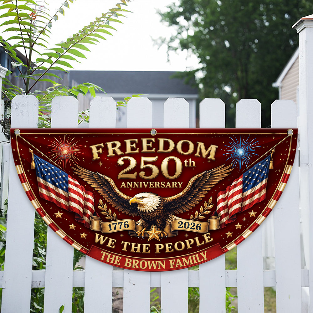 Freedom 250th Anniversary Non-Pleated Fan Flag, USA 1776-2026 Patriotic Decor LM32 669257